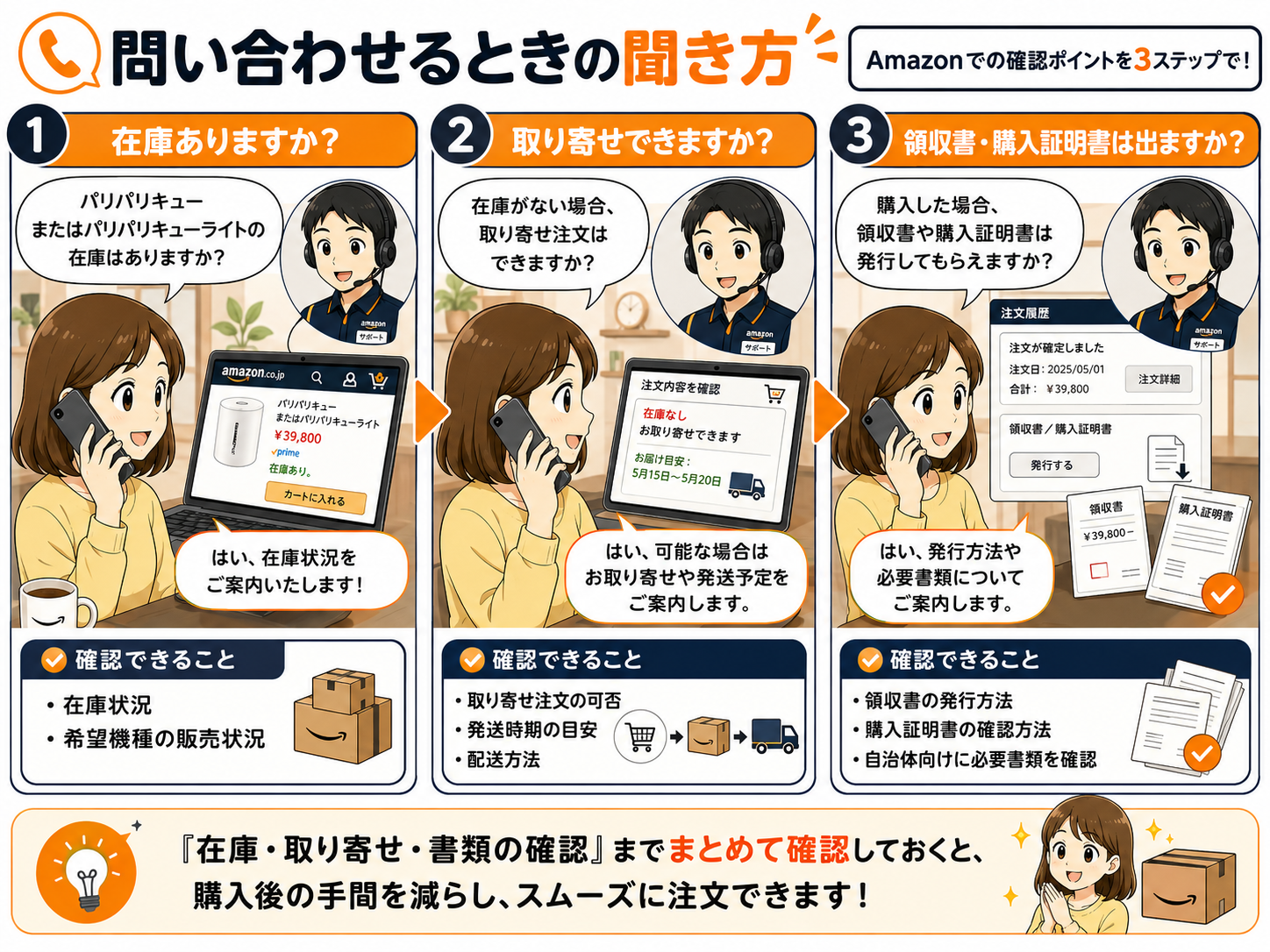Amazonでパリパリキューを問い合わせるときの聞き方