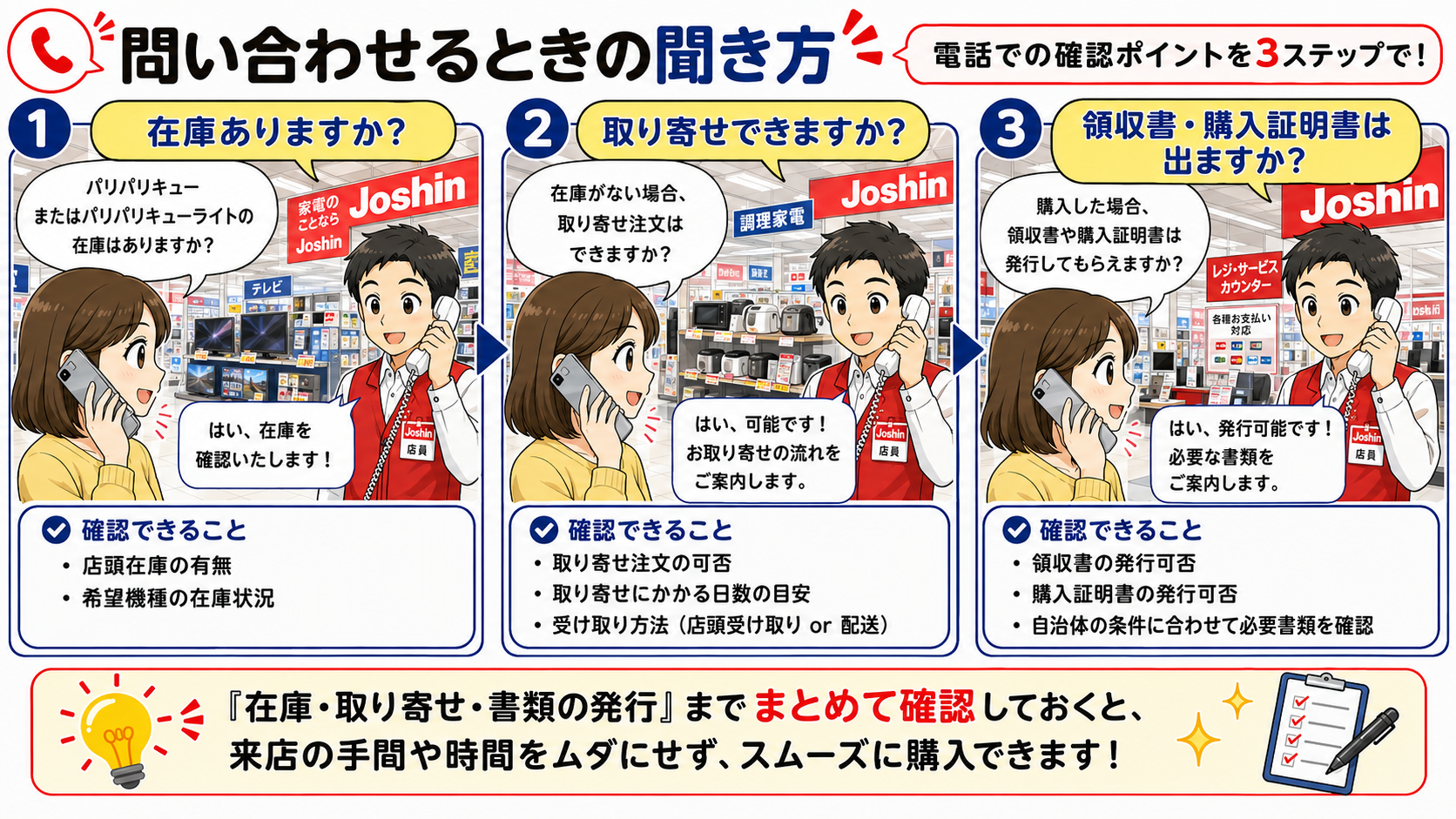 Joshinでパリパリキューを問い合わせるときの聞き方