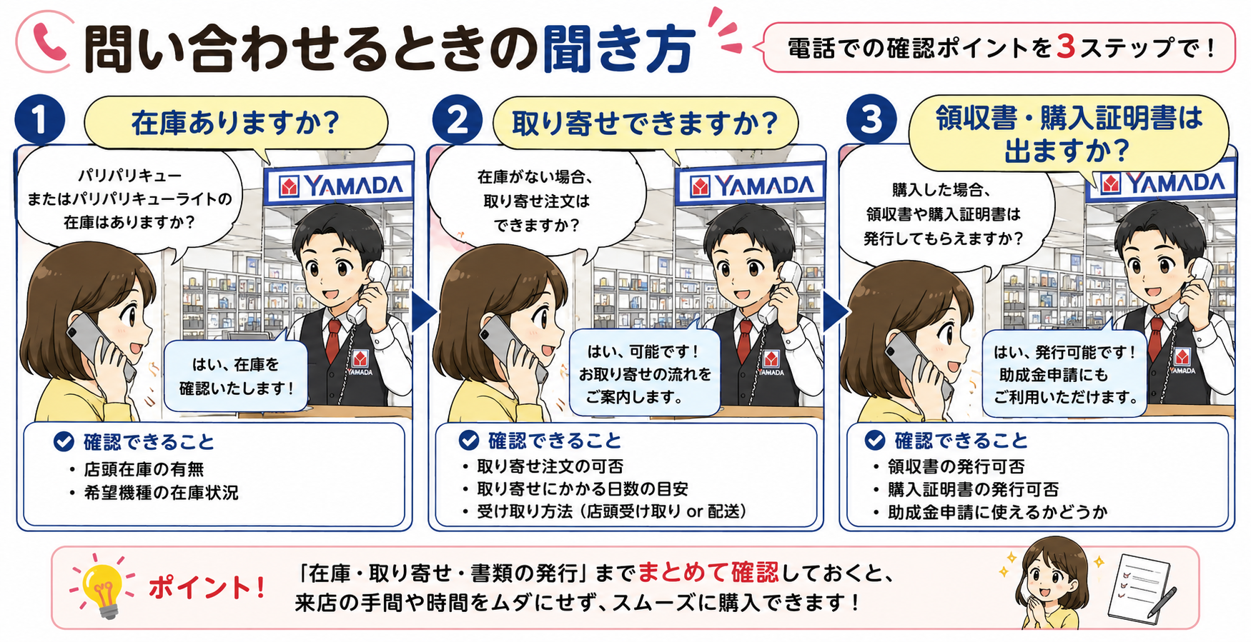 ヤマダデンキでパリパリキューを問い合わせるときの聞き方