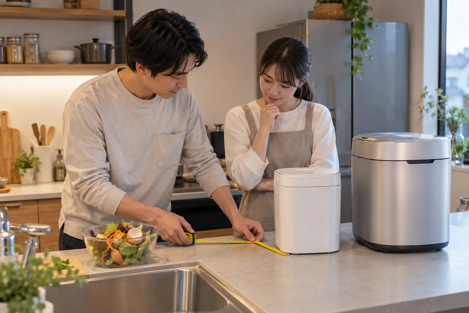 家族人数と設置スペースに合わせて生ごみ処理機を選ぶ家庭