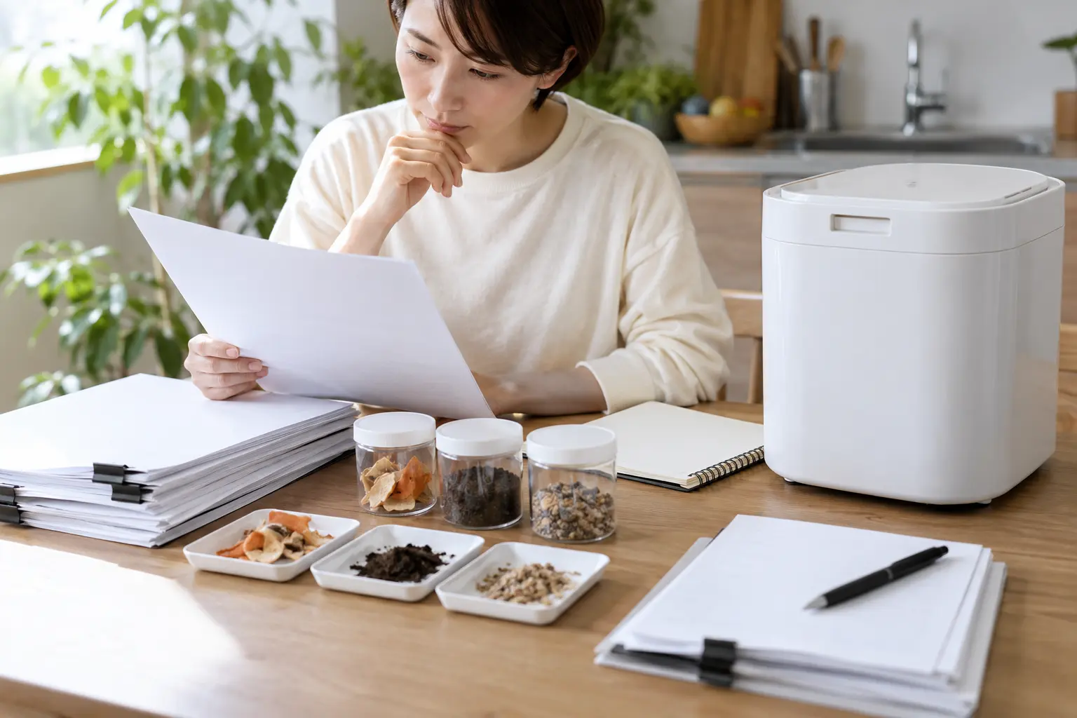 技術の来歴と根拠の強さを資料と試料で確認する様子